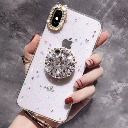 Compatible With Tar Transparent For PhoneX6s7plus All-inclusive Soft Shell Rhinestone Bracket