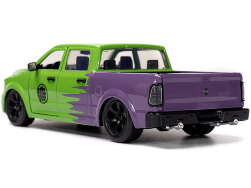 2014 RAM 1500 Pickup Truck Green and Purple and Hulk Diecast Figure 