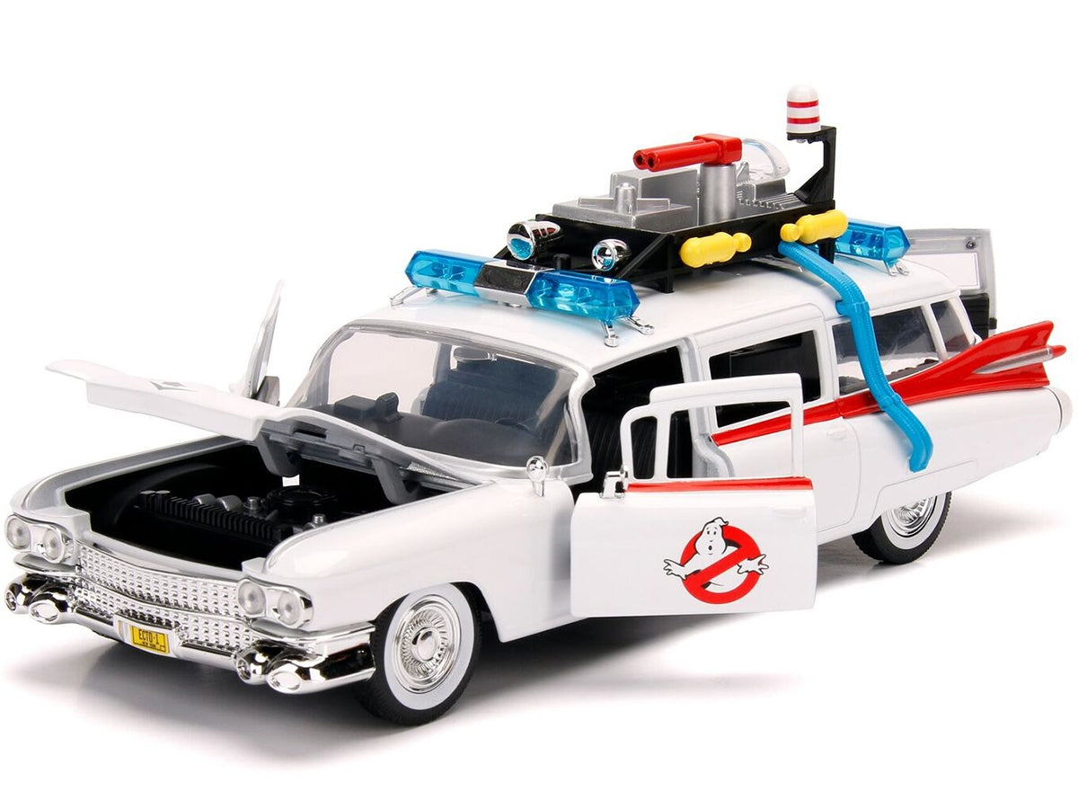 1959 Cadillac Ambulance Ecto-1 White "Ghostbusters" Movie "Hollywood Rides" Series 1/24 Diecast Model Car by Jada - Minihomy