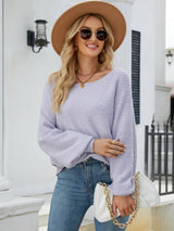 Raglan Sleeve Ribbed Trim Sweater