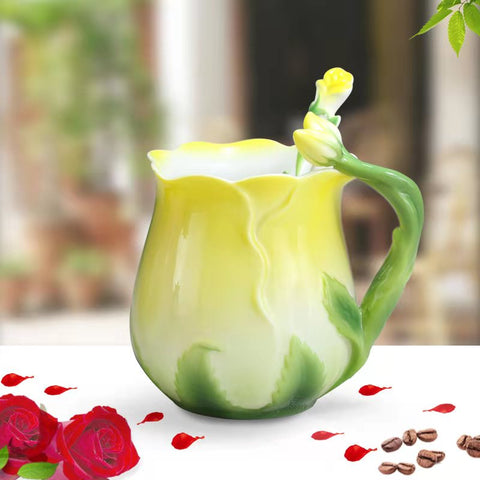Flower Ceramic Coffee Cup Flower Tea Rose Mug