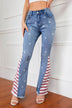 Full Size US Flag Frayed Hem Flare Jeans - Minihomy