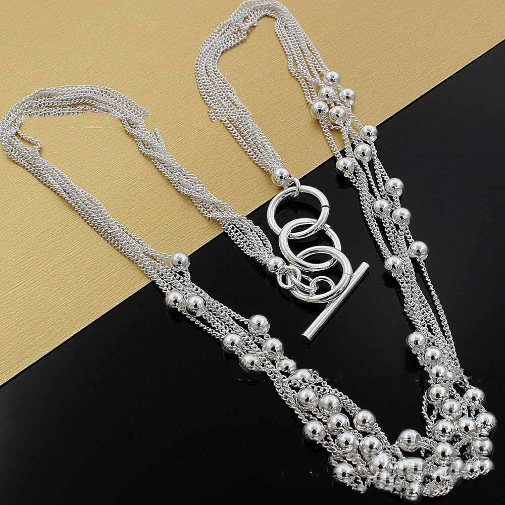 Bead Necklace Electroplating Silver Jewelry