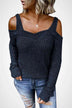 Long Sleeve Cold Shoulder Sweater - Minihomy