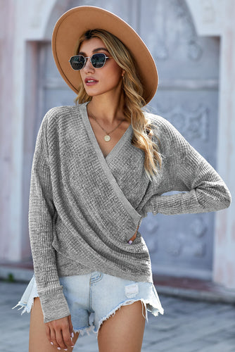V-Neck Wrap Front Knitted Top: Effortless Style & Comfort