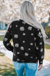 Dandelion Print Round Neck Slit Sweatshirt - Minihomy