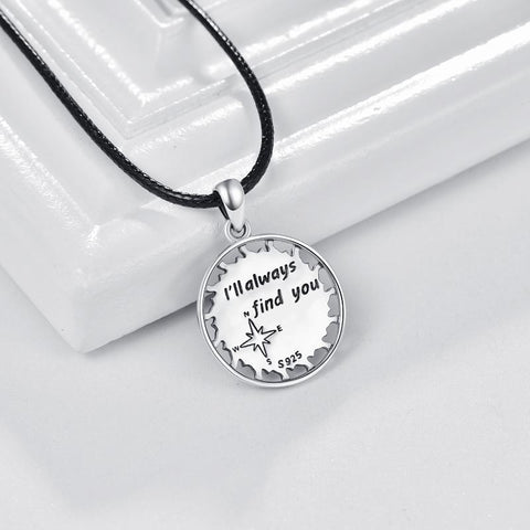 S925 Sterling Silver Compass Pendant Friendship Inspirational Necklace Graduation Gifts Jewelry
