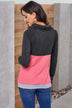 Color Block Raglan Sleeve Drawstring Sweatshirt - Minihomy