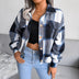 Plaid Button Cuff Long Sleeve Jacket