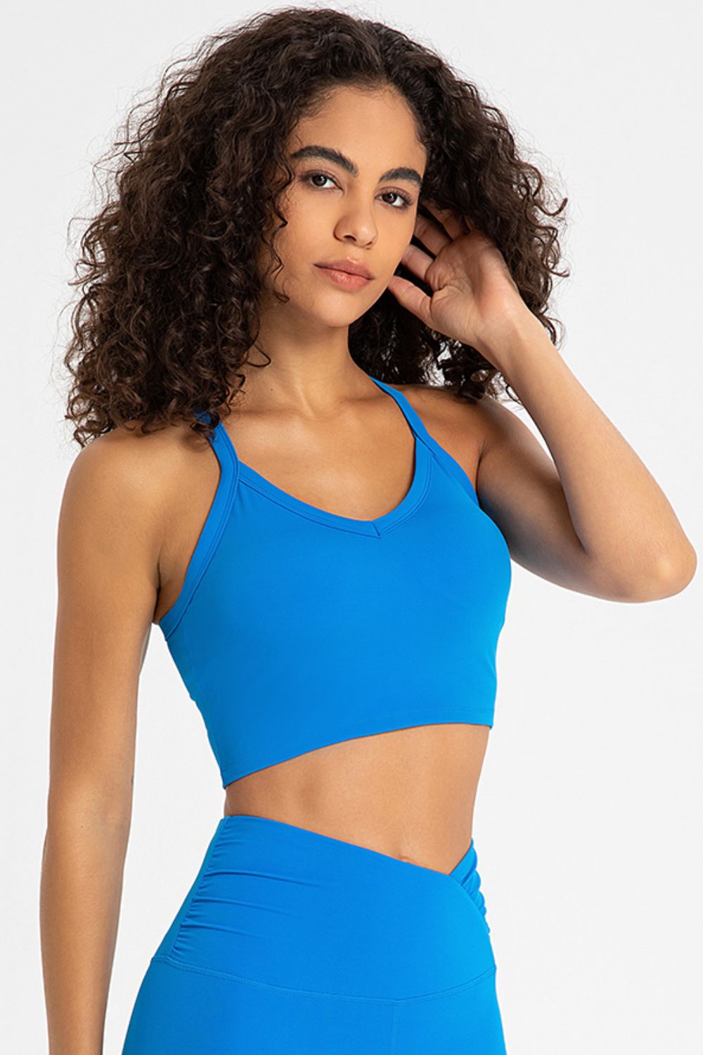 Crisscross Back V-Neck Sports Bra - Minihomy