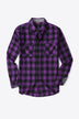 Plaid Buttoned Long-Sleeve Shirt with Breast Pockets - Minihomy