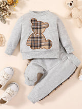 Baby Bear Graphic Sweatshirt and Joggers Set - Minihomy