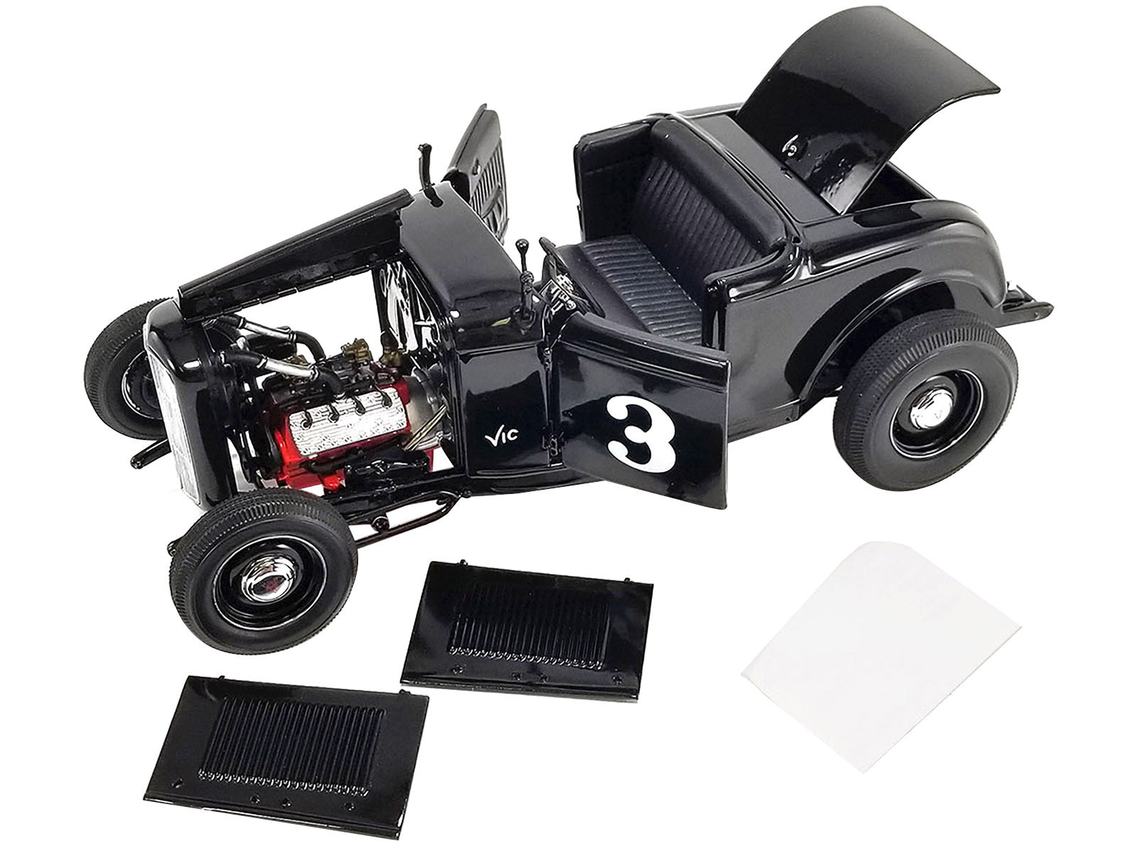 1932 Ford Salt Flat Roadster #3 Black "Vic Edelbrock" Limited Edition to 414 pieces Worldwide 1/18 Diecast Model Car by ACME - Minihomy