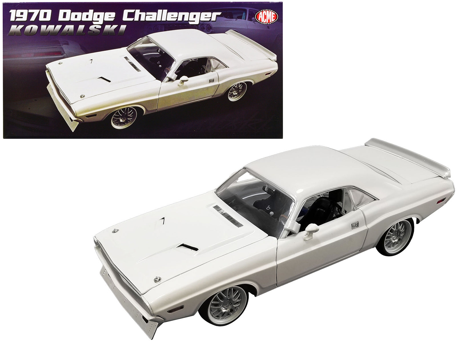 1970 Dodge Challenger Street Fighter White "Kowalski" Limited Edition to 524 pieces Worldwide 1/18 Diecast Model Car by ACME - Minihomy