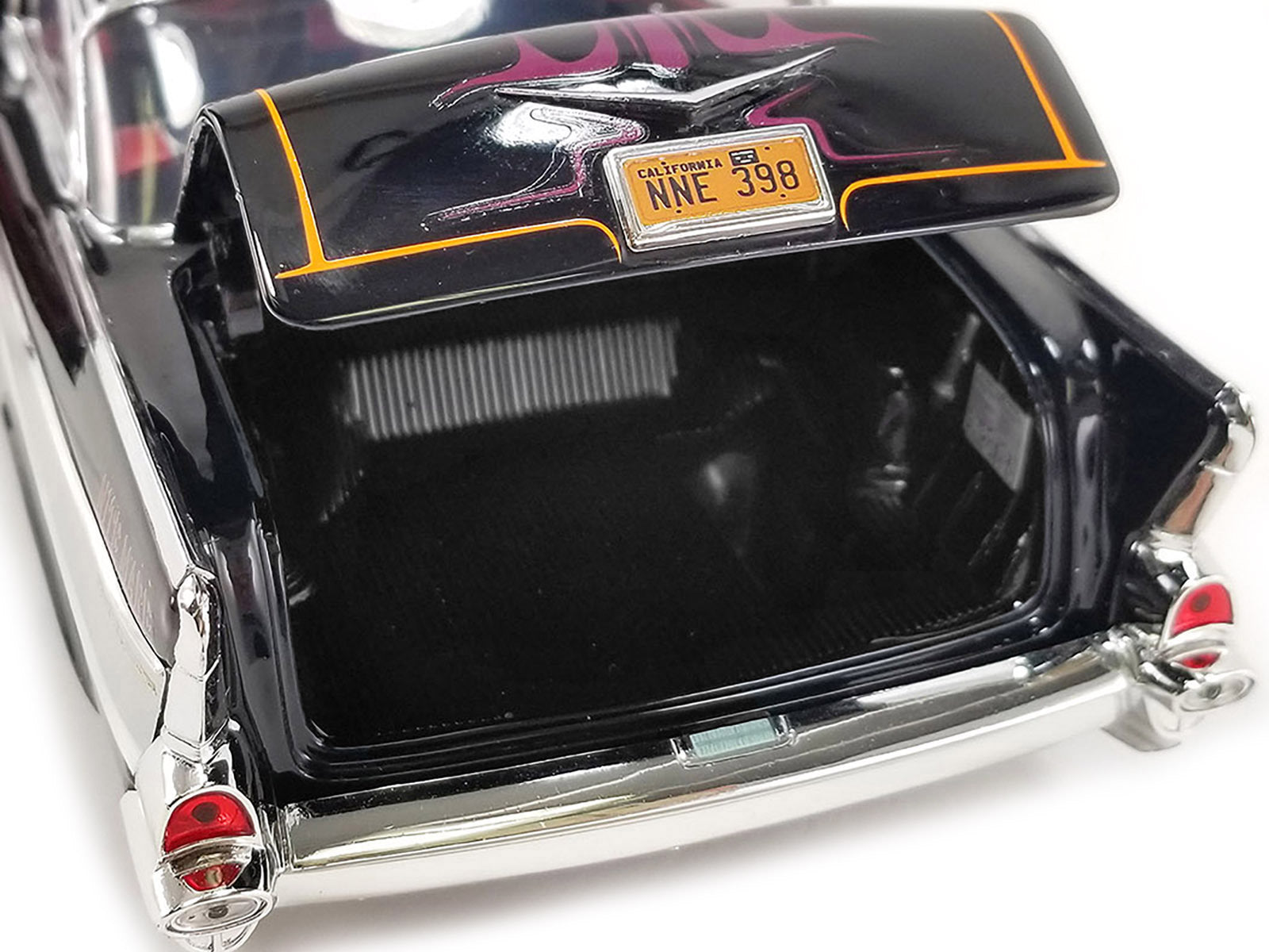 1957 Chevrolet Bel Air Black with Flames and Pinstripe Top "Big Daddy Ed Roth" Limited Edition to 966 pieces Worldwide 1/18 Diecast Model Car by ACME - Minihomy