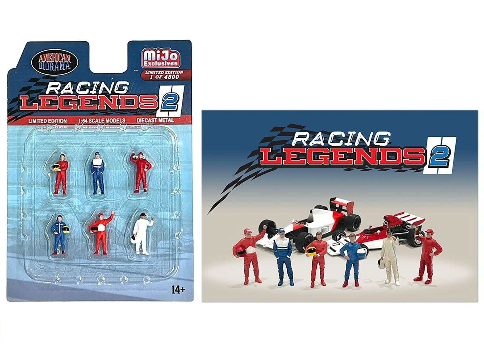 "Racing Legends 2" 6 piece Diecast Set (6 Driver Figures) Limited Edition to 4800 pieces Worldwide for 1/64 Scale Models by American Diorama