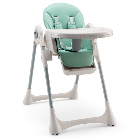 Baby Folding High Chair Dining Chair with Adjustable Height and Footrest-Green - Color: Green