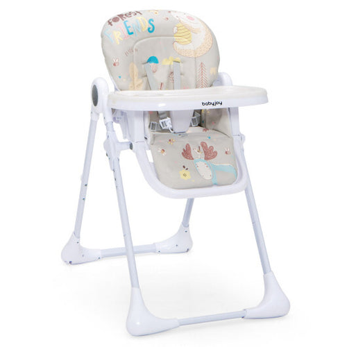 Baby High Chair Folding Feeding Chair with Multiple Recline and Height Positions-Gray - Color: Gray