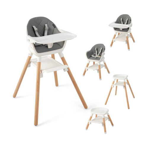 6-in-1 Baby High Chair with Removable Dishwasher and Safe Tray-White - Color: White