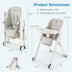 Foldable Feeding Sleep Playing High Chair with Recline Backrest for Babies and Toddlers-Light Gray - Color: Light Gray - Minihomy