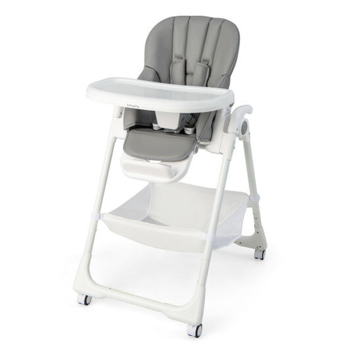 Convertible Infant Dining Chair with 5 Backrest and 3 Footrest Positions-Gray - Color: Gray