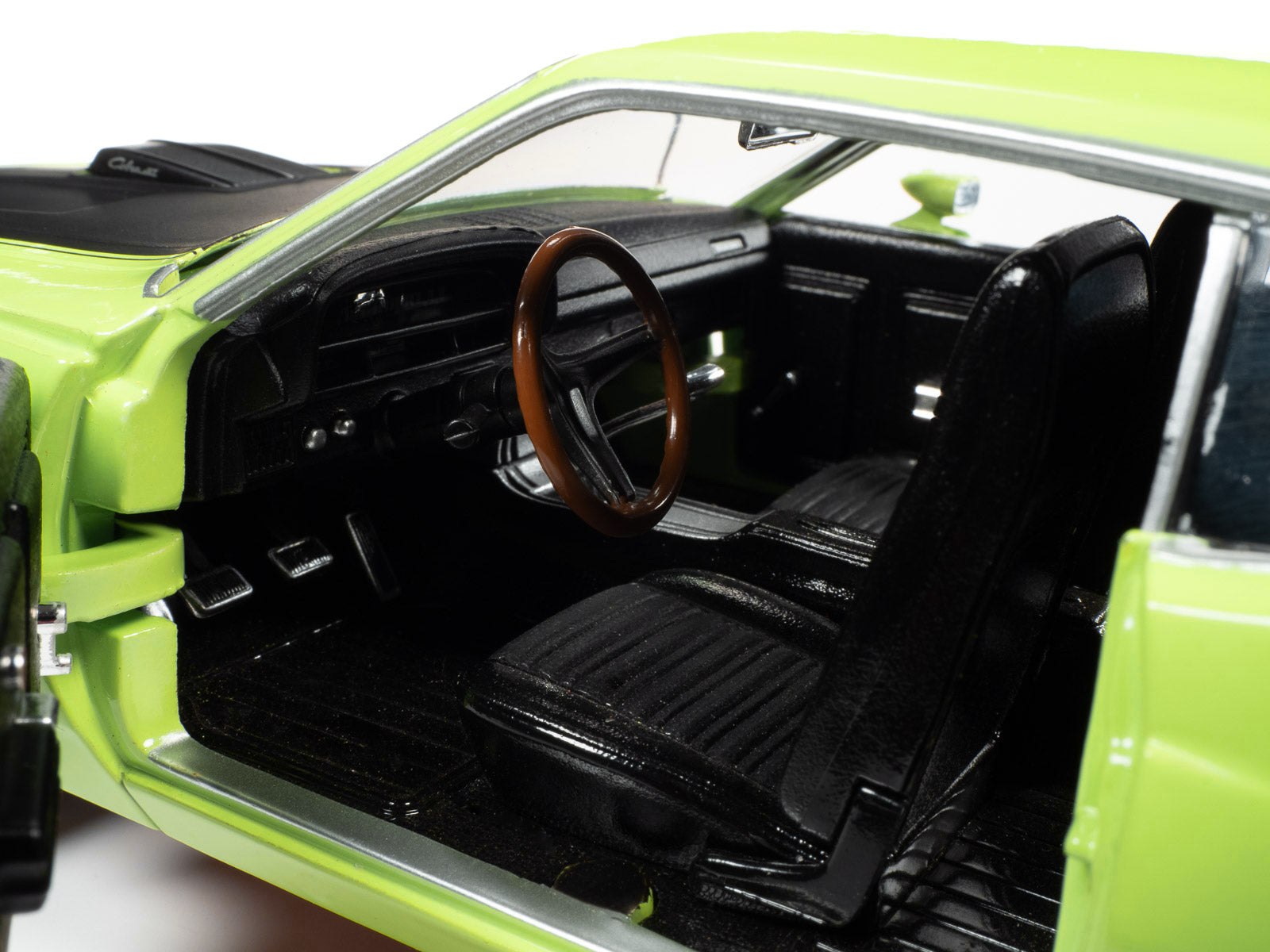 1971 Ford Torino Cobra Grabber Lime Green with Matt Black Hood and Stripes "Class of 1971" Series 1/18 Diecast Model Car by Auto World - Minihomy