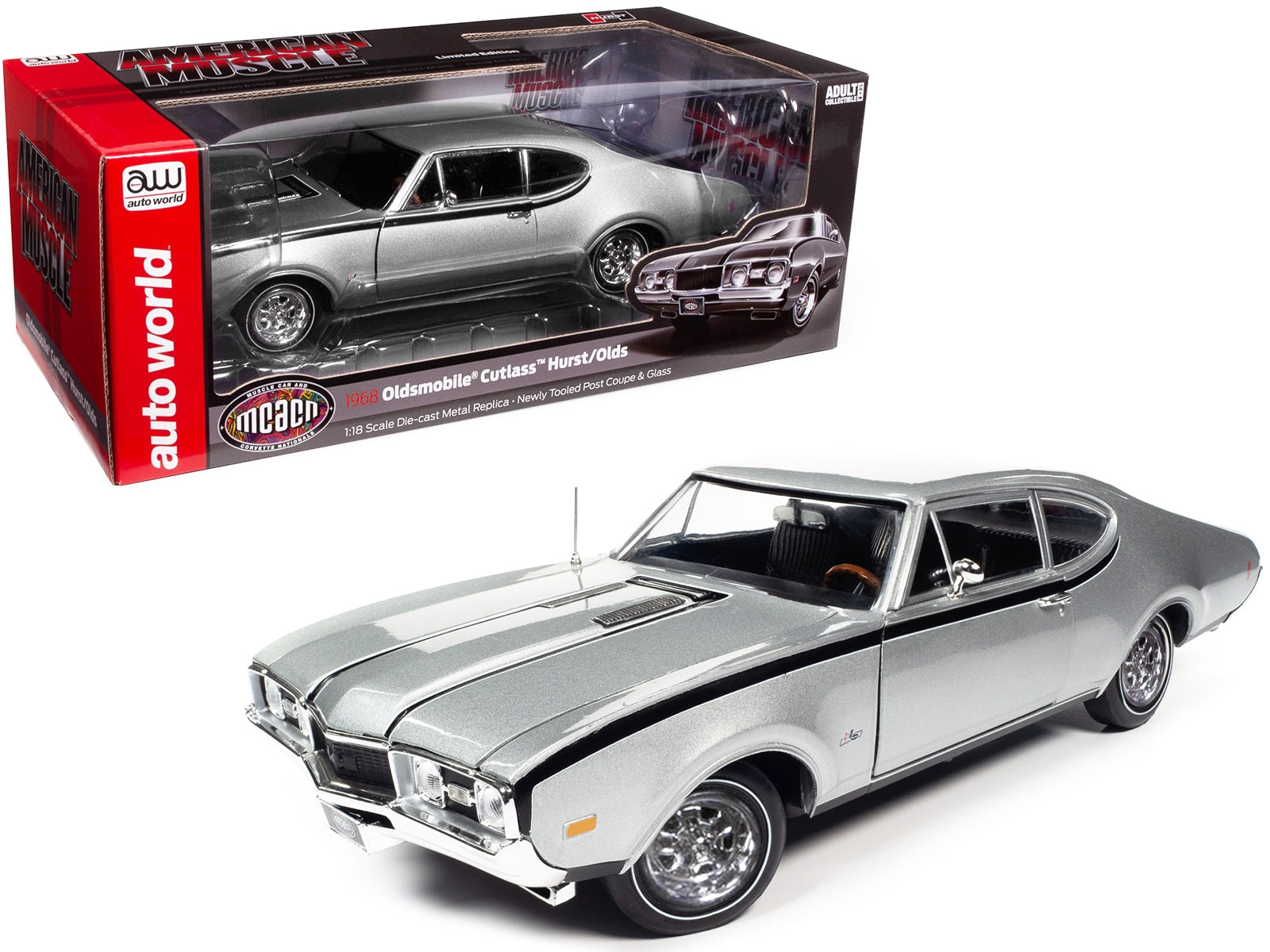 1968 Oldsmobile Cutlass "Hurst" Peruvian Silver Metallic with Black Stripes - Minihomy