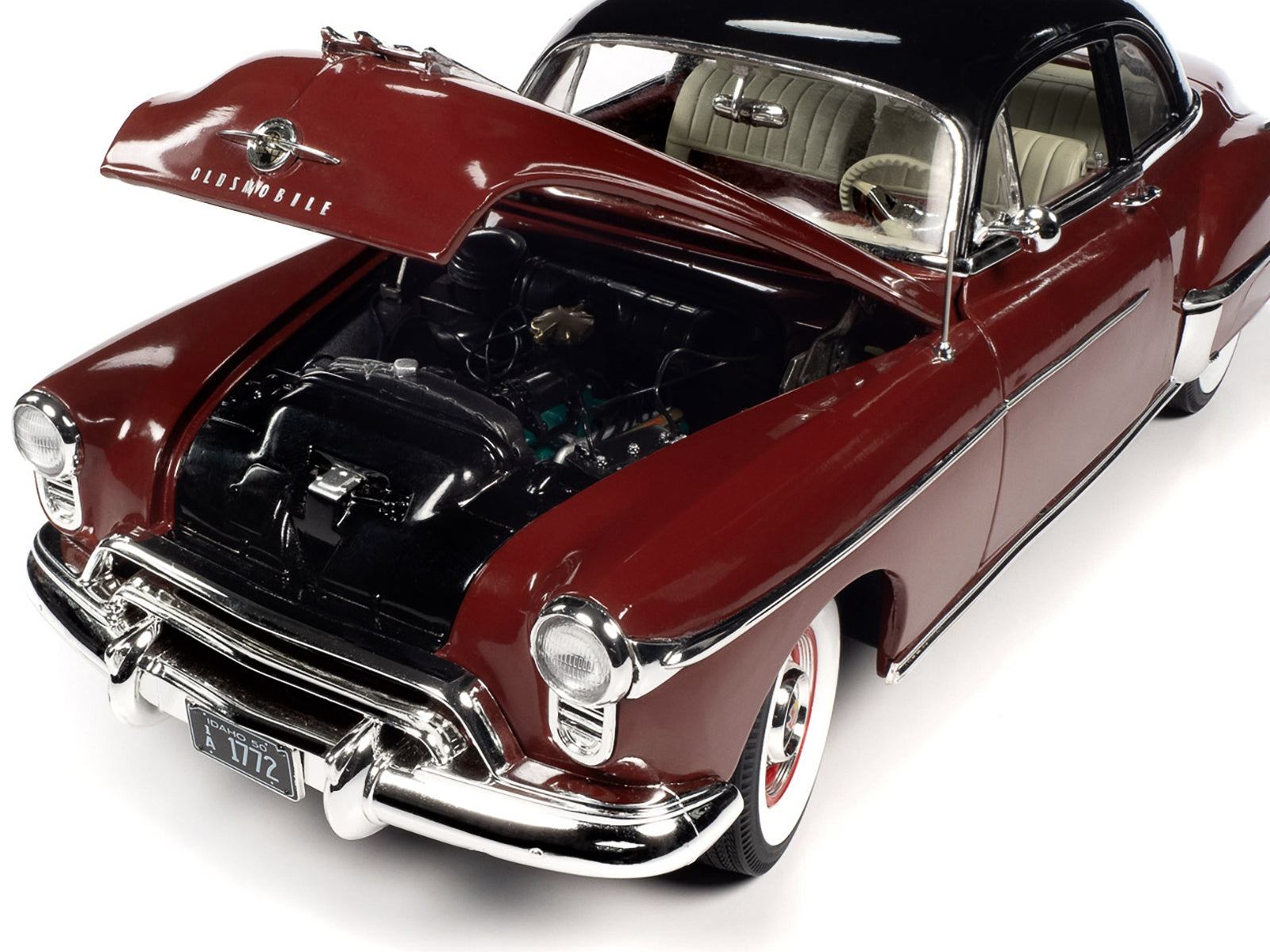 1950 Oldsmobile Rocket 88 Chariot Red with Black Top and Red and White Interior "American Muscle" Series 1/18 Diecast Model Car by Auto World - Minihomy