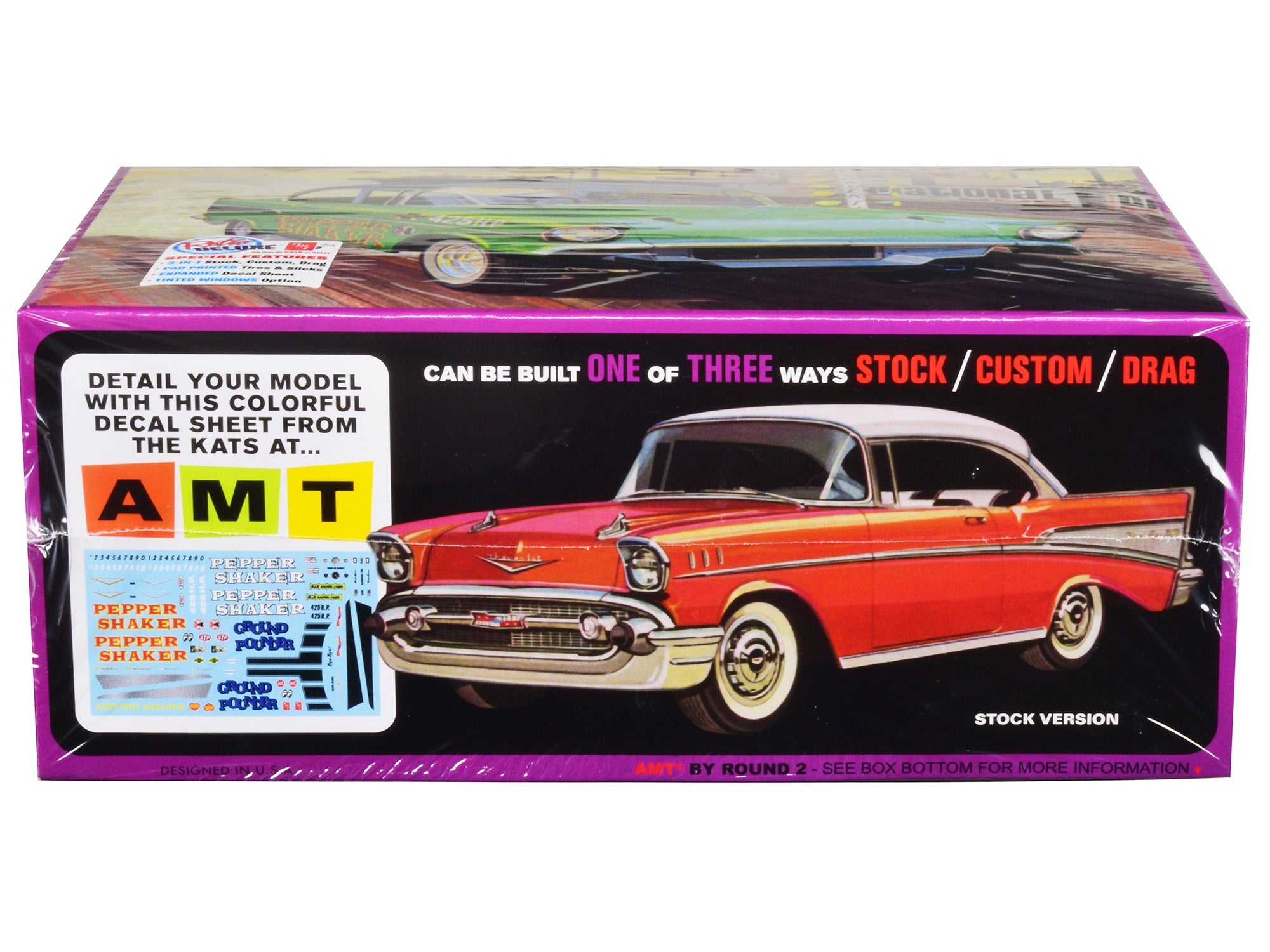 Skill 2 Model Kit 1957 Chevrolet Bel Air "Pepper Shaker" 3 in 1 Kit 1/25 Scale Model by AMT