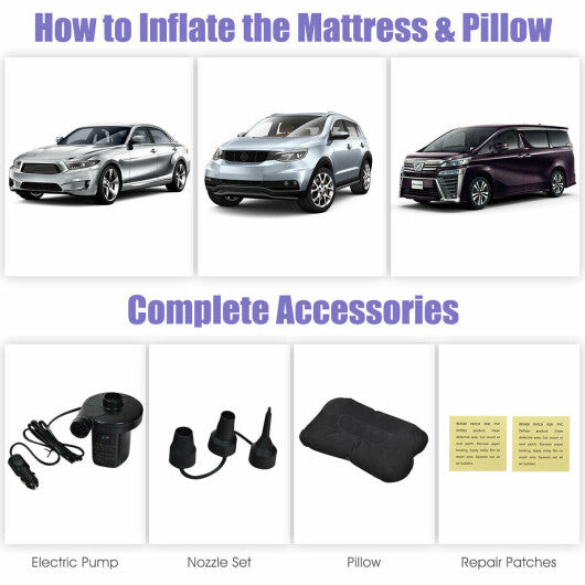 Inflatable Backseat Flocking Mattress Car SUV Travel with Pump - Minihomy