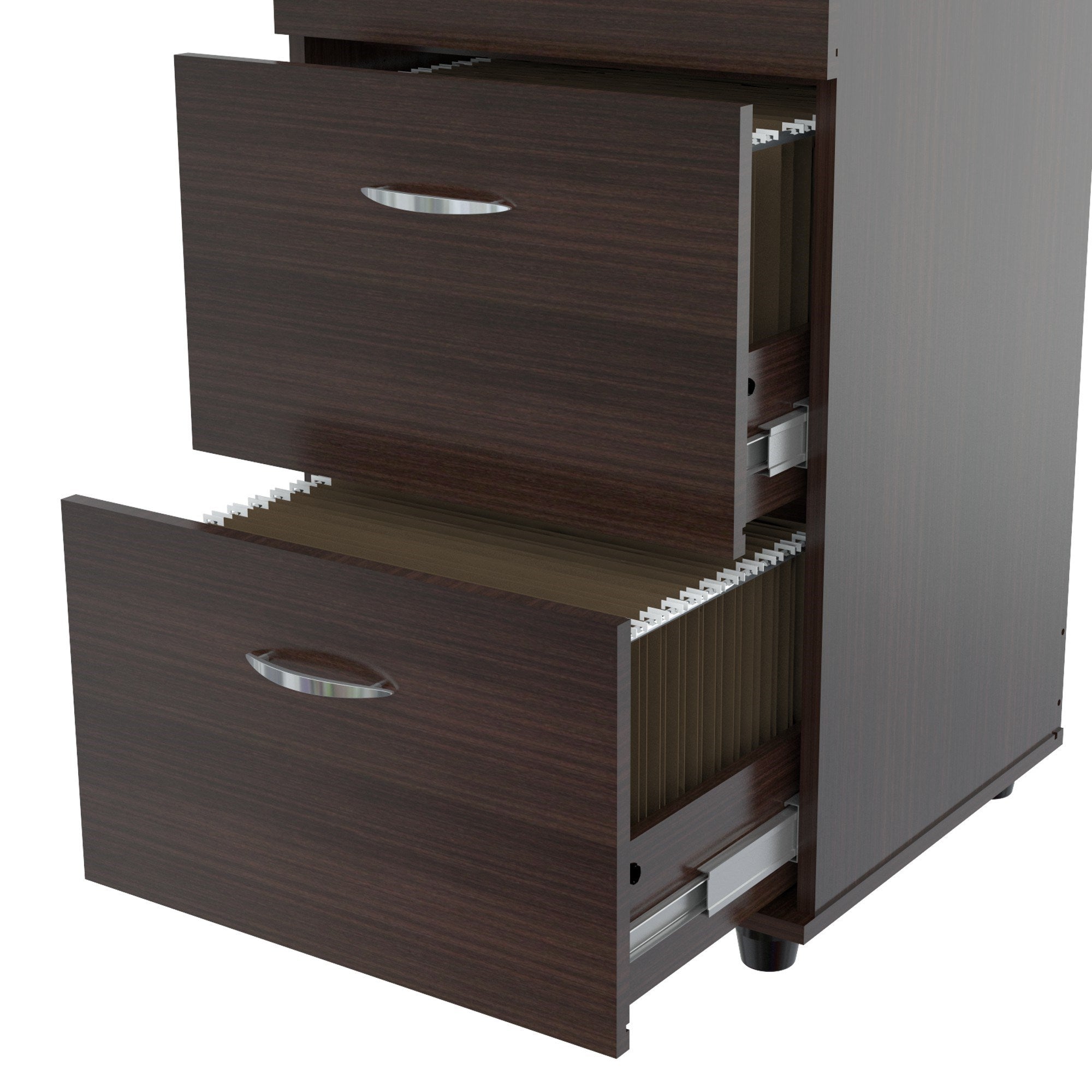 Espresso Wood Finish Four Large Drawer Filing Cabinet - Minihomy