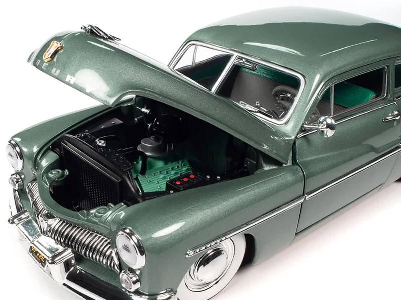 1949 Mercury Eight Coupe Berwick Green Metallic with Green and Gray Interior 1/18 Diecast Model Car by Auto World - Minihomy