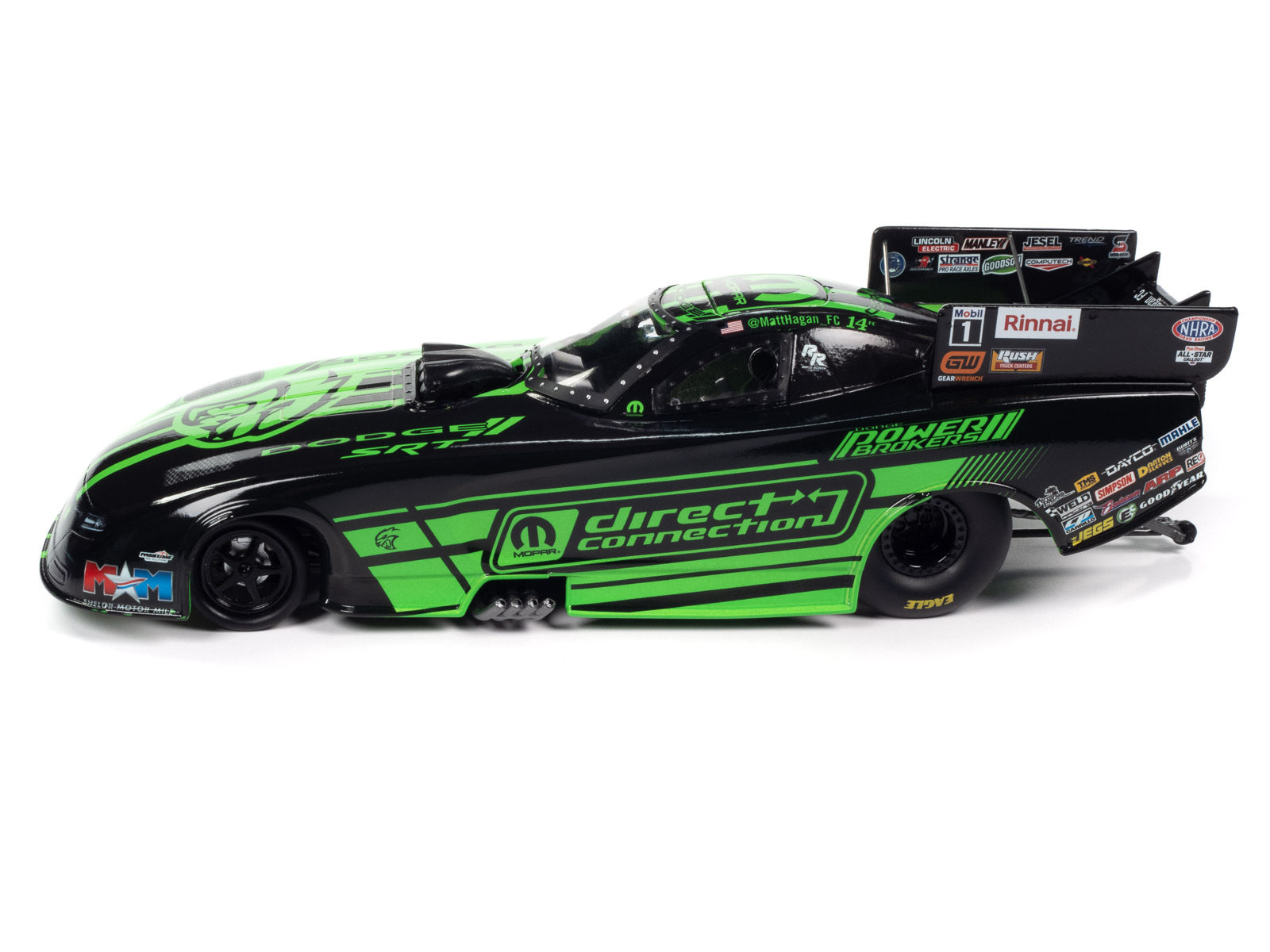 Auto World 1/24: Dodge Charger SRT Hellcat NHRA Funny Car Matt Hagan "MOPAR" (2023) - Limited Edition (1008 Pieces) - Tony Stewart Racing - Minihomy