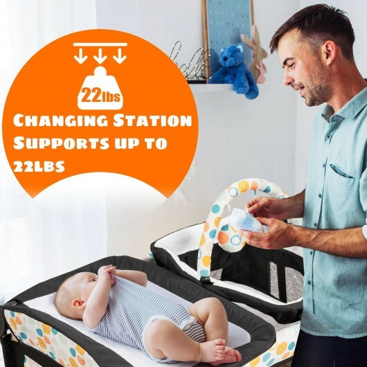 4-in-1 Convertible Portable Baby Playard with Changing Station-Blue - Color: Blue - Minihomy