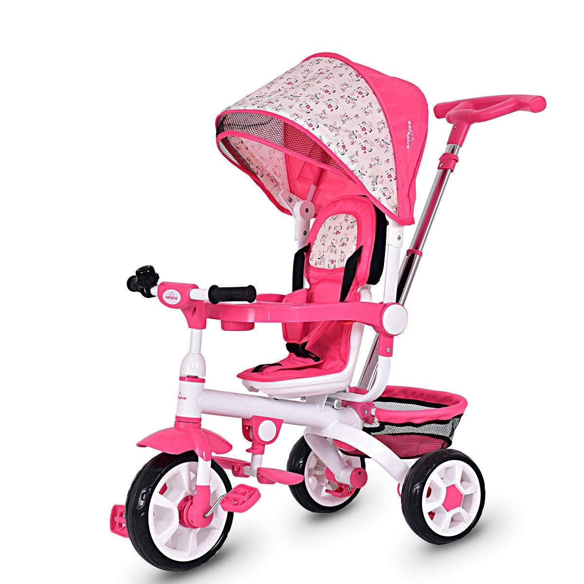 4-in-1 Detachable Baby Stroller Tricycle with Round Canopy