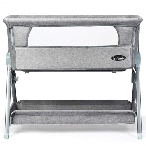 Adjustable Baby Bedside Crib with Large Storage-Gray