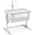 Height Adjustable Baby Side Crib  with Music Box & Toys-Light Gray - Color: Light Gray - Minihomy