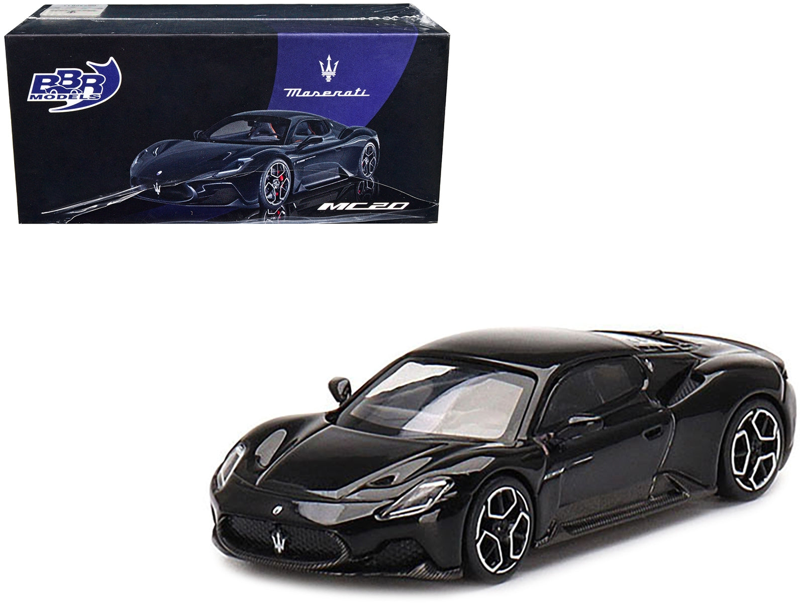 Maserati MC20 Nero Enigma Black 1/64 Diecast Model Car by BBR Models - Minihomy