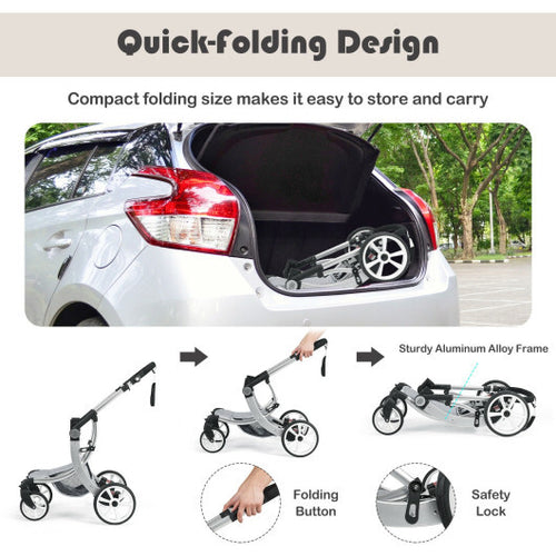 Folding Aluminum Infant Reversible Stroller with Diaper Bag-Gray - Color: Gray