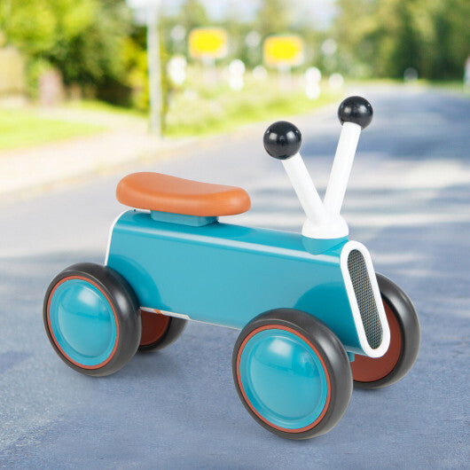 4 Wheels Baby Balance Bike without Pedal-Blue - Color: Blue - Minihomy