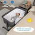 3-in-1 Foldable Baby Bedside Sleeper  with Mattress and 5 Adjustable Heights-Dark Gray - Minihomy