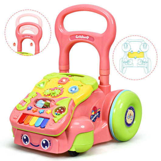 Early Development Toys for Baby Sit-to-Stand Learning Walker-Pink - Color: Pink - Minihomy