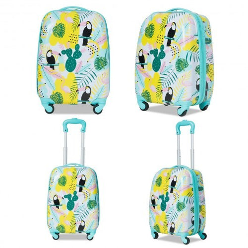 2 Pieces Kid's Luggage Set 12-inch Backpack and 16-inch Rolling Suitcase Travel - Color: Multicolor