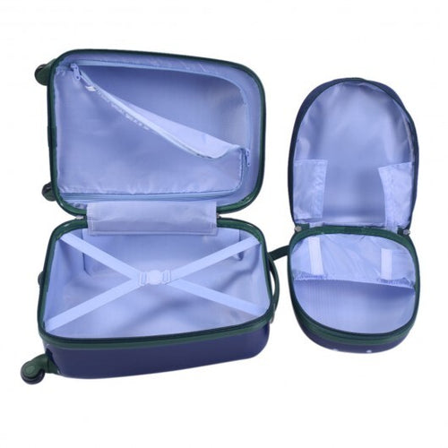 2 Pieces 12 Inch and 16 Inch Kids Carry on Suitcase Rolling Backpack School Luggage Set - Color: Dark Blue