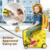 2 Pieces 18 Inch Ride-on Kids Luggage Set with Spinner Wheels and Bee Pattern-Yellow - Color: Yellow - Minihomy