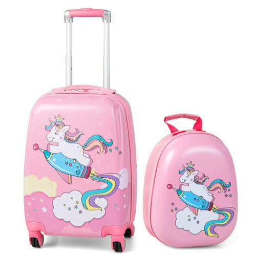 2 Pieces 18 Inch Kids Luggage Set with 12 Inch Backpack