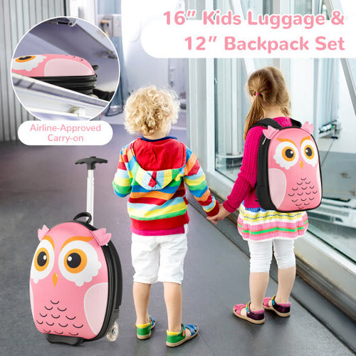 Lightweight and Portable Rolling Suitcase for Children-Pink - Color: Pink