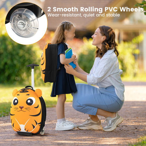 Lightweight and Portable Rolling Suitcase for Children-Yellow - Color: Yellow