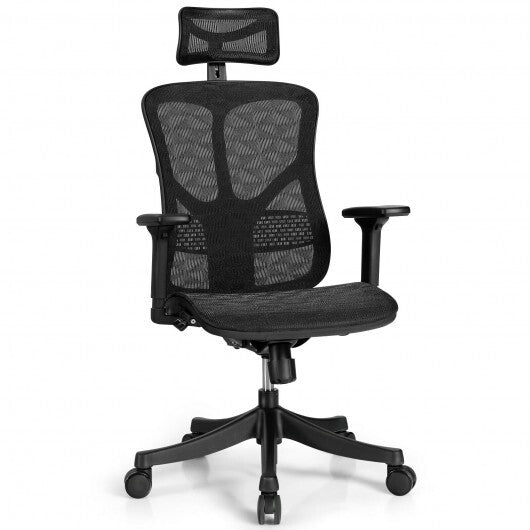 Ergonomic High Back Mesh Adjustable Swivel Office Chair-Black - Color: Black - Minihomy