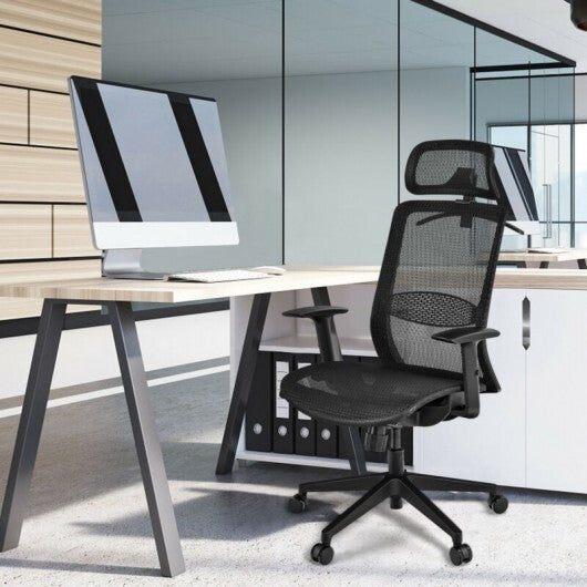 Height Adjustable Ergonomic High Back Mesh Office Chair with Hange-Black - Color: Black - Minihomy